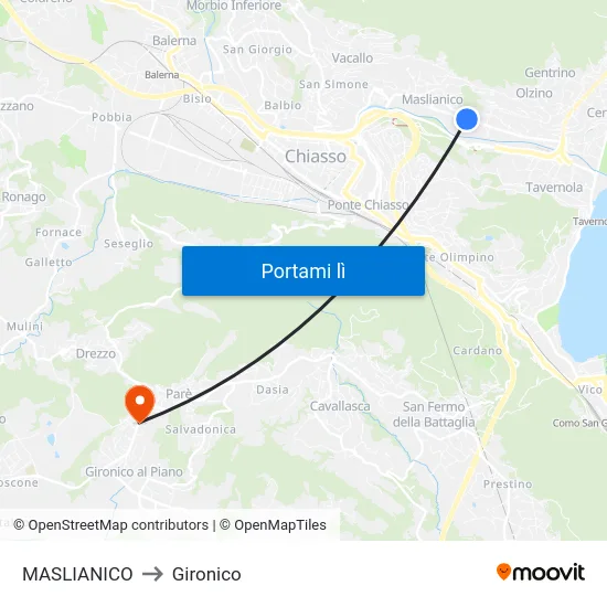 MASLIANICO to Gironico map
