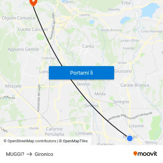 MUGGI? to Gironico map