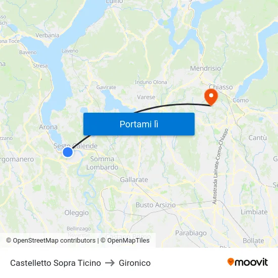 Castelletto Sopra Ticino to Gironico map