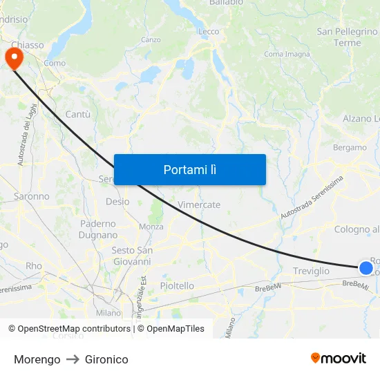 Morengo to Gironico map