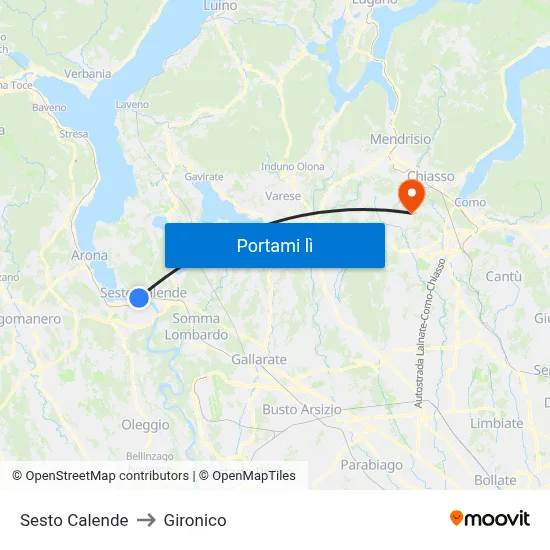 Sesto Calende to Gironico map