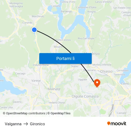 Valganna to Gironico map