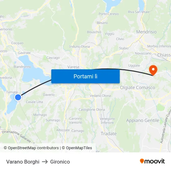Varano Borghi to Gironico map