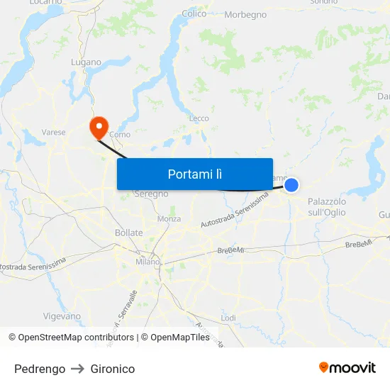 Pedrengo to Gironico map