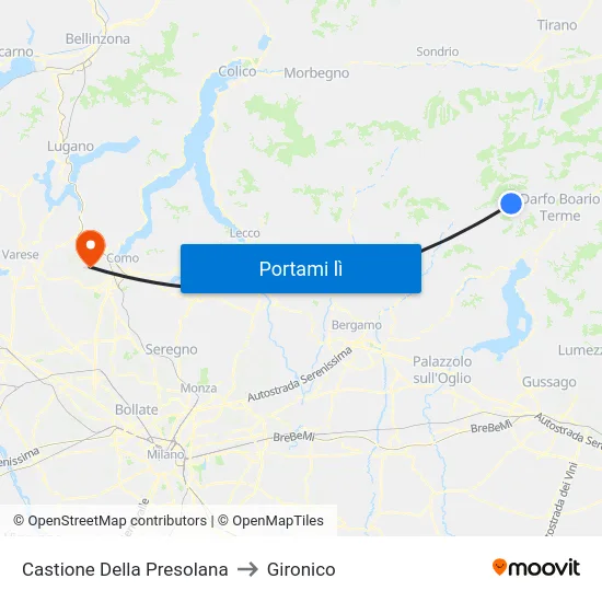 Castione Della Presolana to Gironico map