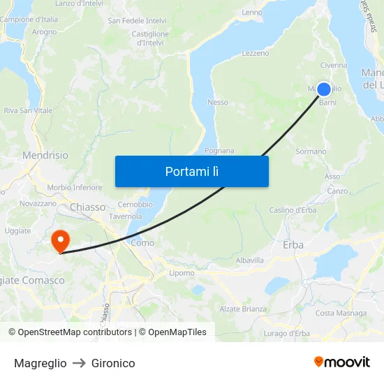 Magreglio to Gironico map