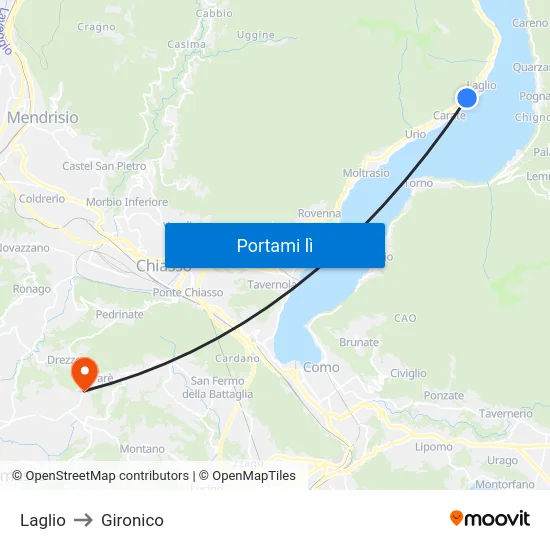 Laglio to Gironico map