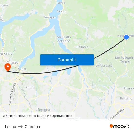 Lenna to Gironico map