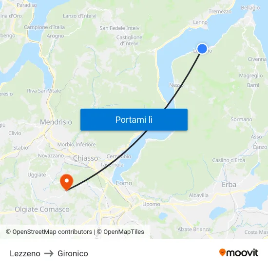 Lezzeno to Gironico map