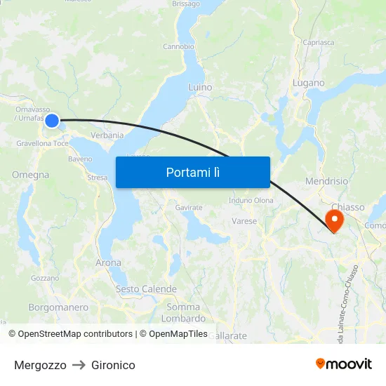 Mergozzo to Gironico map