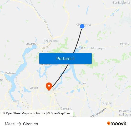 Mese to Gironico map