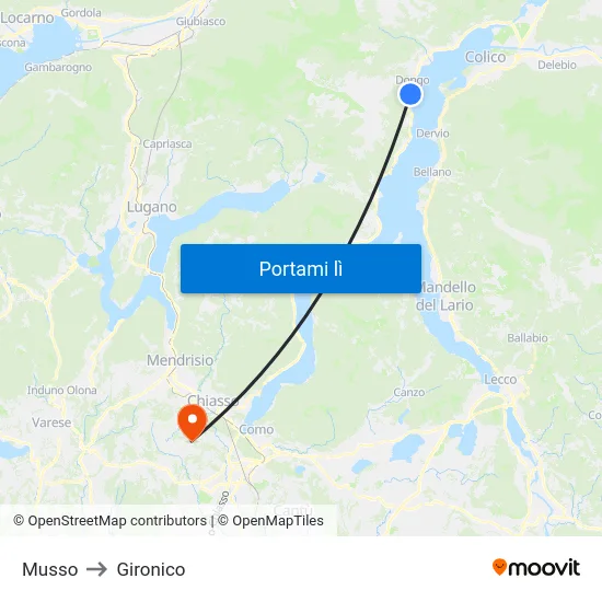 Musso to Gironico map