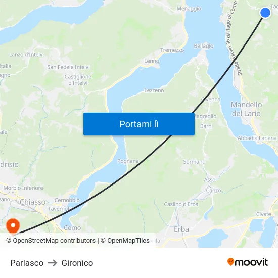 Parlasco to Gironico map