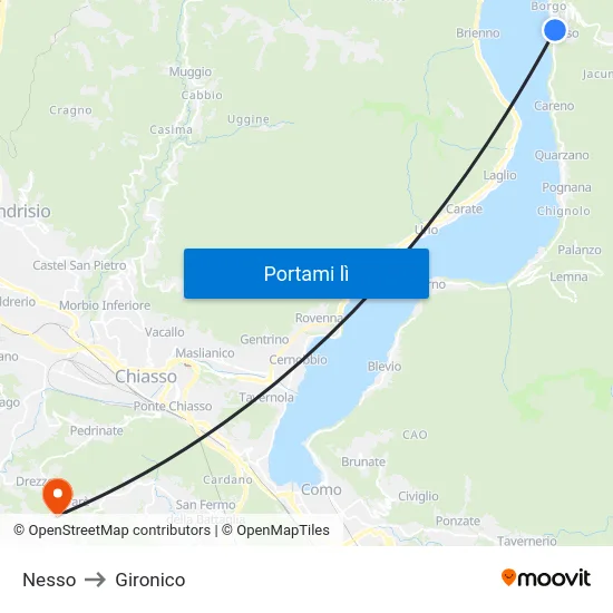 Nesso to Gironico map