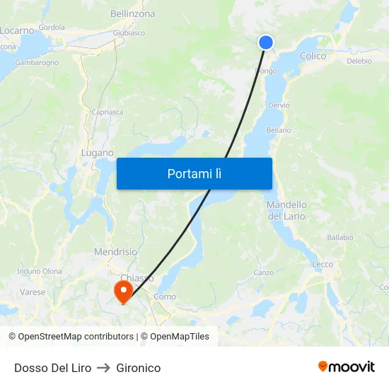 Dosso Del Liro to Gironico map