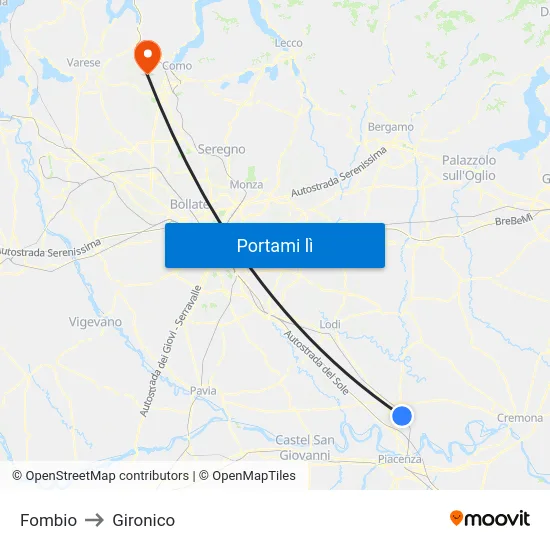 Fombio to Gironico map