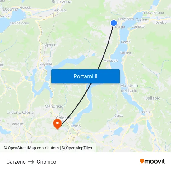 Garzeno to Gironico map