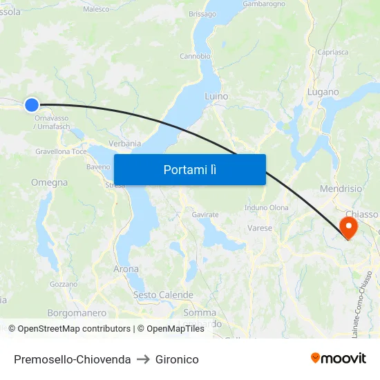 Premosello-Chiovenda to Gironico map