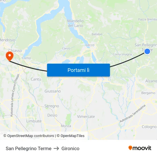 San Pellegrino Terme to Gironico map