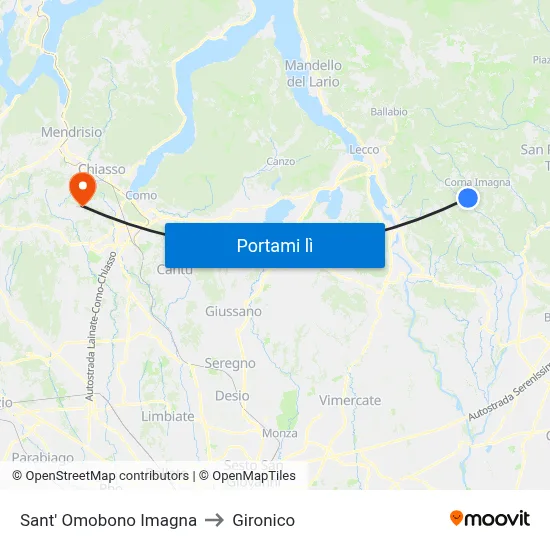 Sant' Omobono Imagna to Gironico map
