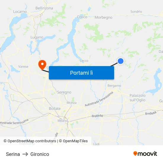 Serina to Gironico map