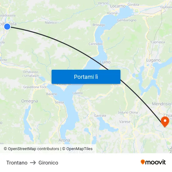 Trontano to Gironico map