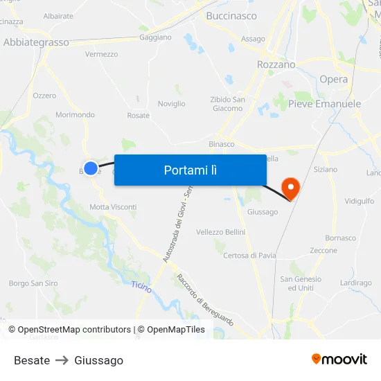 Besate to Giussago map