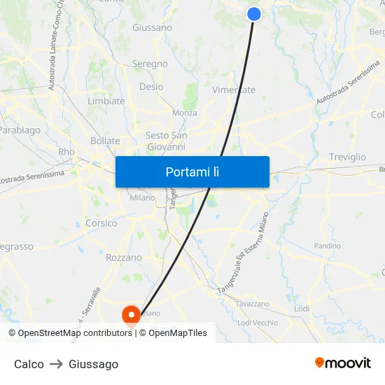 Calco to Giussago map