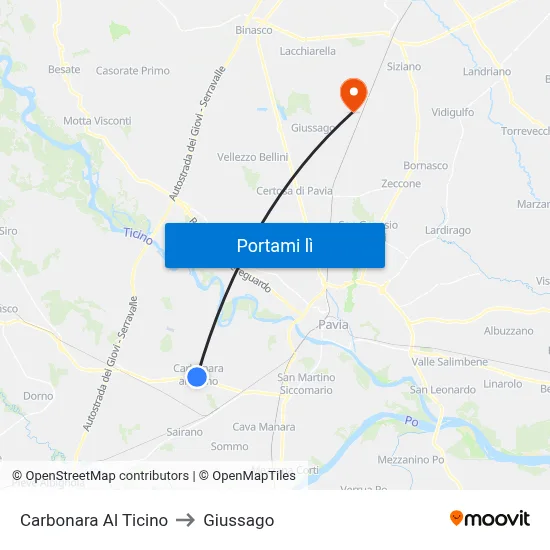 Carbonara Al Ticino to Giussago map