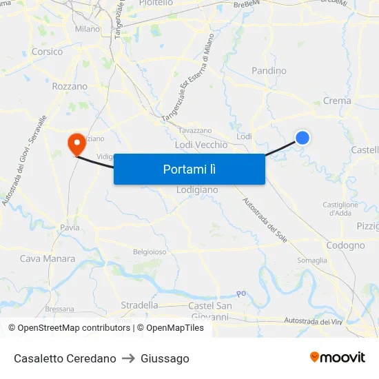 Casaletto Ceredano to Giussago map