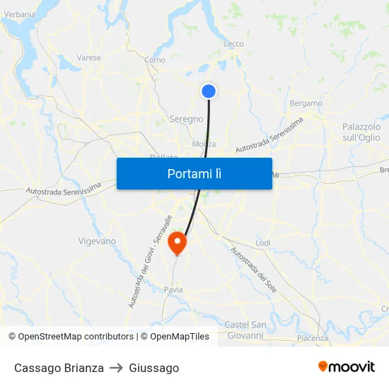 Cassago Brianza to Giussago map