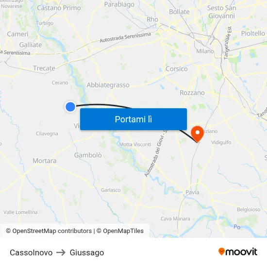 Cassolnovo to Giussago map