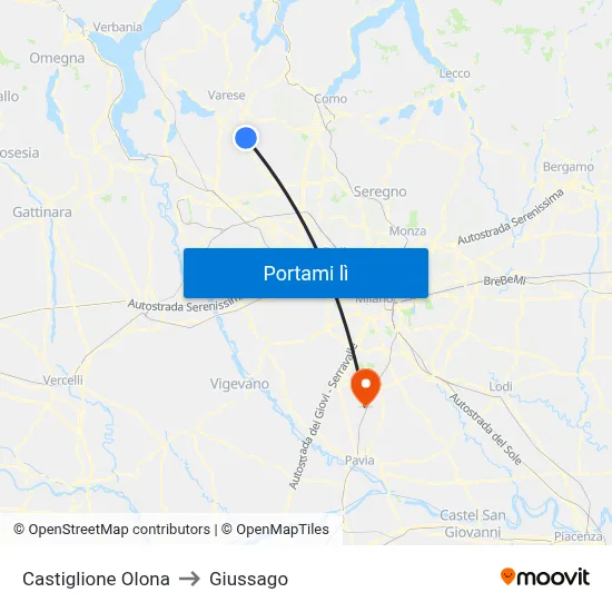 Castiglione Olona to Giussago map