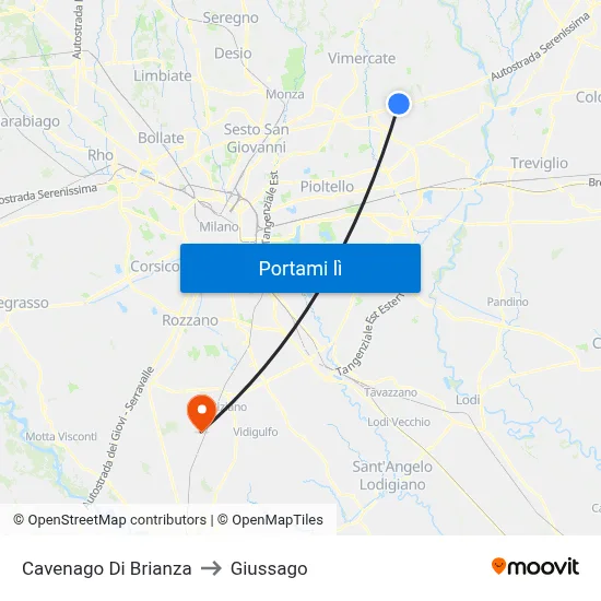 Cavenago Di Brianza to Giussago map
