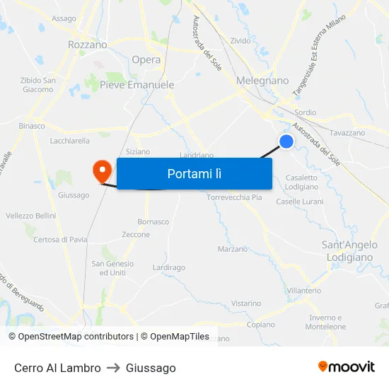 Cerro Al Lambro to Giussago map