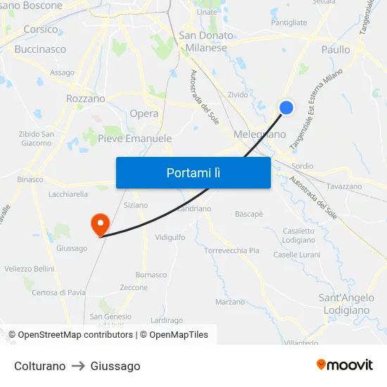 Colturano to Giussago map