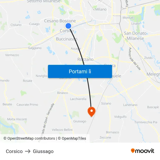 Corsico to Giussago map