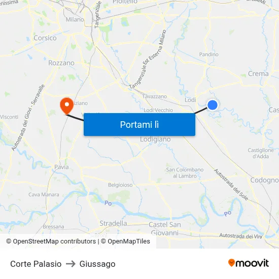 Corte Palasio to Giussago map