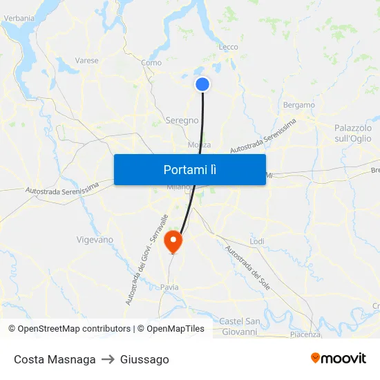 Costa Masnaga to Giussago map