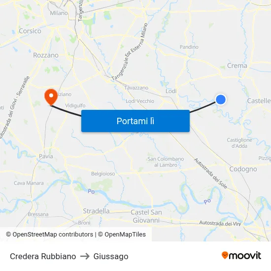 Credera Rubbiano to Giussago map