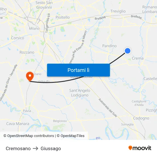 Cremosano to Giussago map