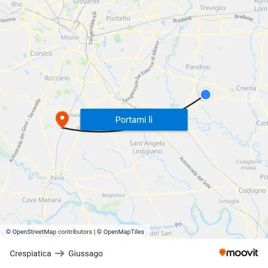 Crespiatica to Giussago map