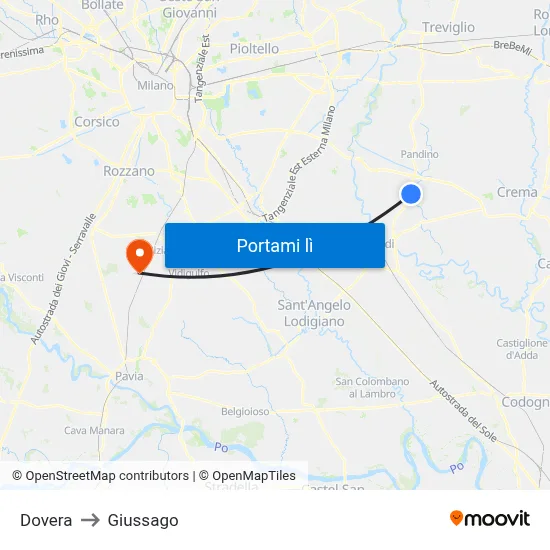 Dovera to Giussago map