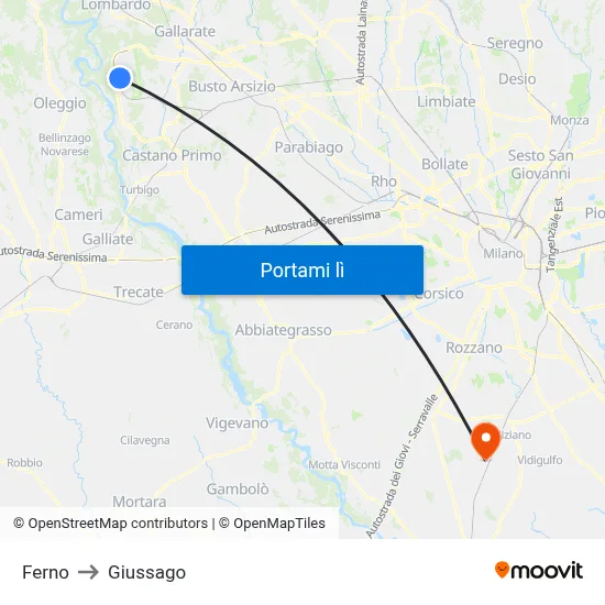 Ferno to Giussago map