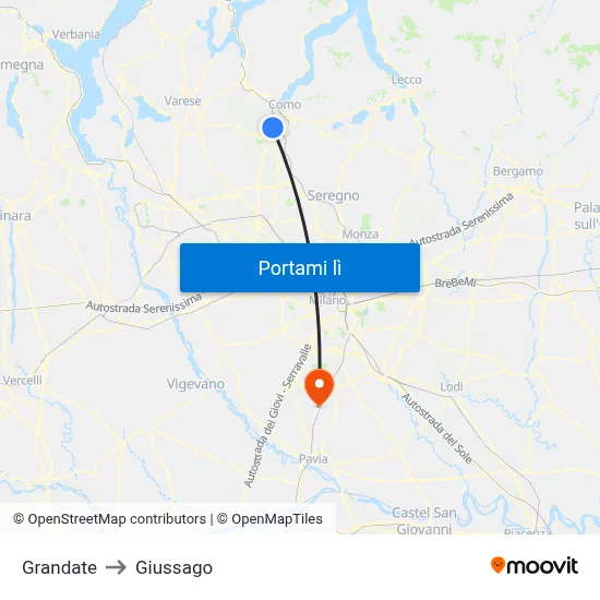 Grandate to Giussago map