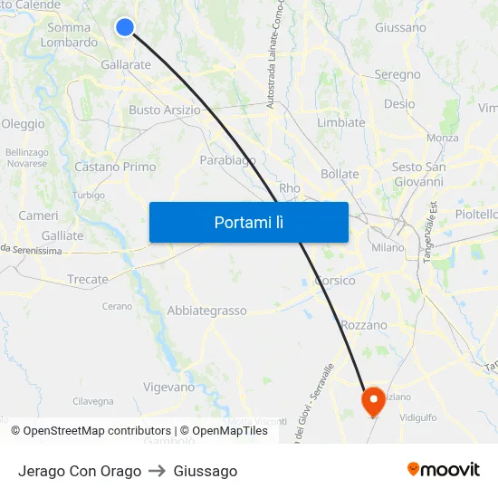 Jerago Con Orago to Giussago map