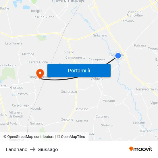 Landriano to Giussago map