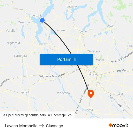 Laveno-Mombello to Giussago map