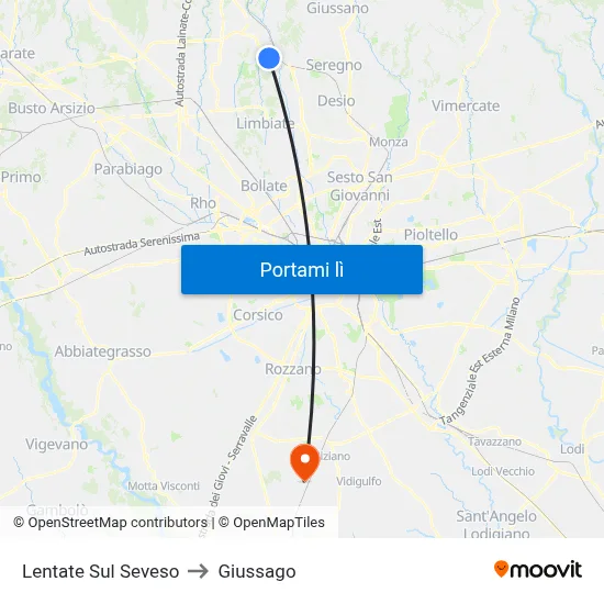 Lentate Sul Seveso to Giussago map