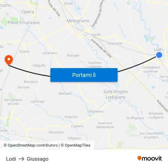 Lodi to Giussago map